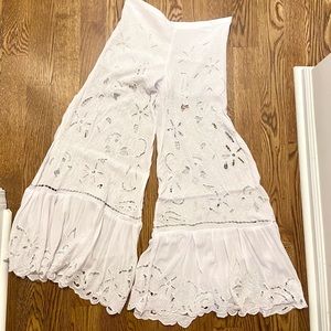 Free People floral stitched pants